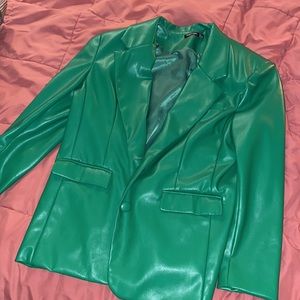 Nasty Gal Pleather Green Suit Jacket